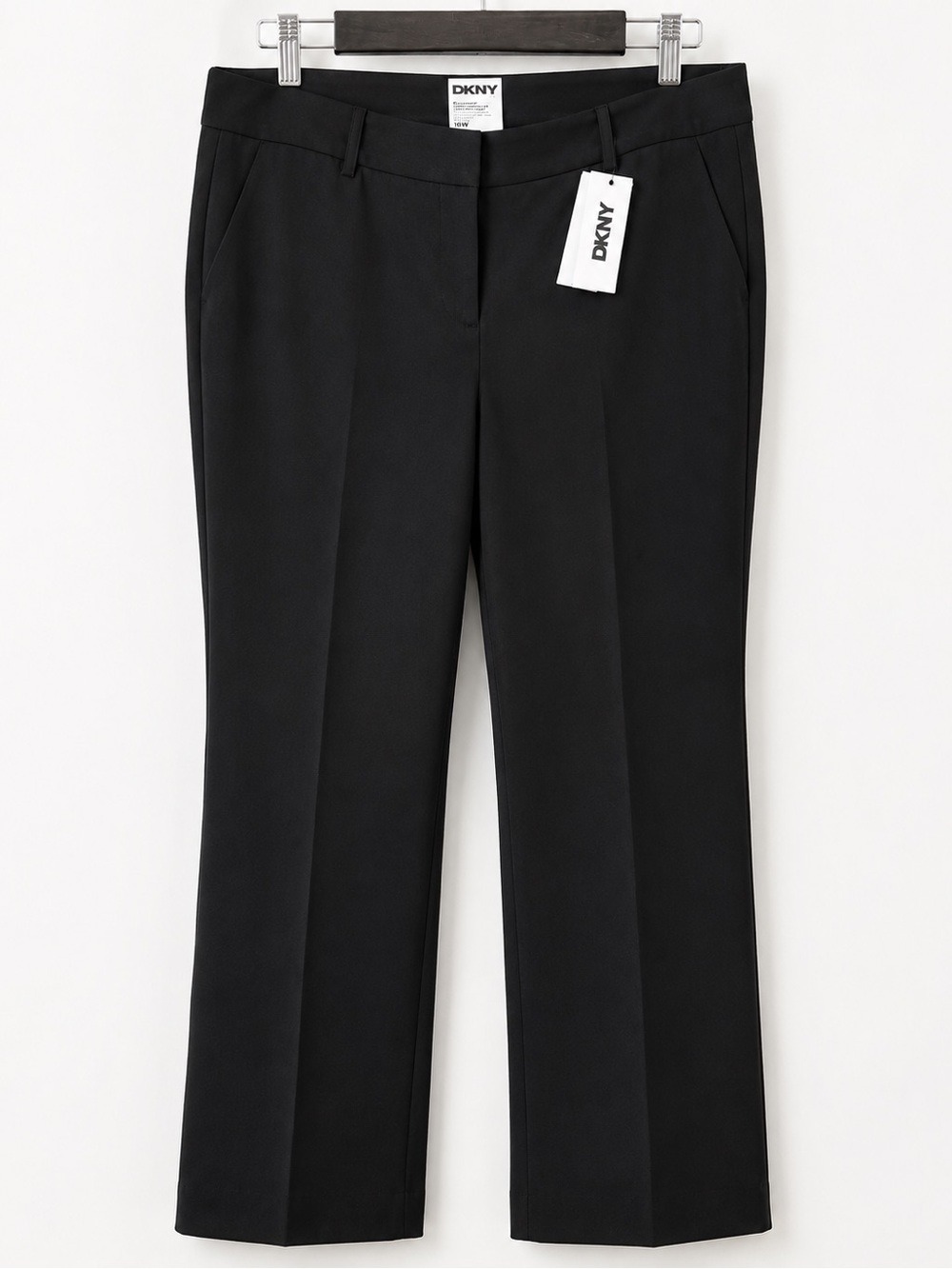 DKNY Sullivan St Fit & Flare Pants NWT Plus Size 16W Black Career Trouser